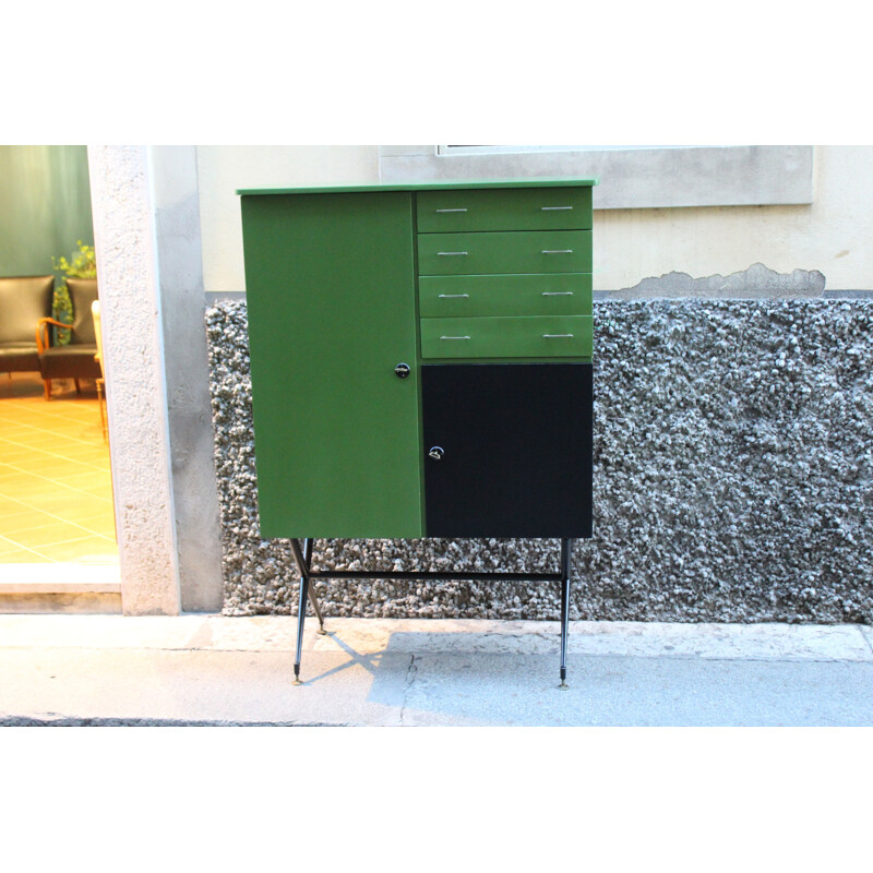 Green and black sideboard in metal