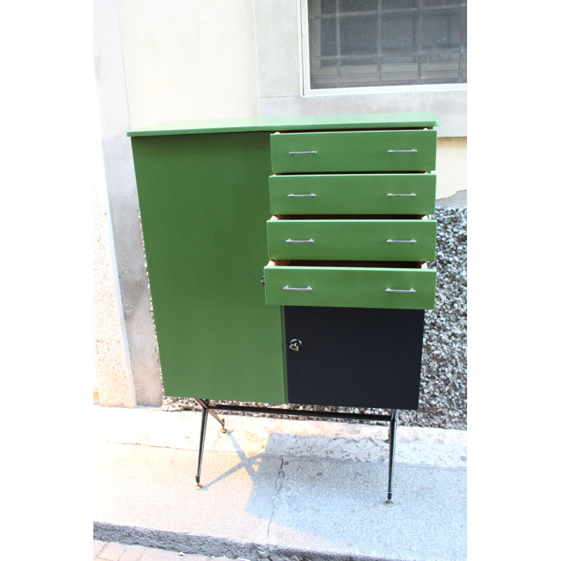 Green and black sideboard in metal