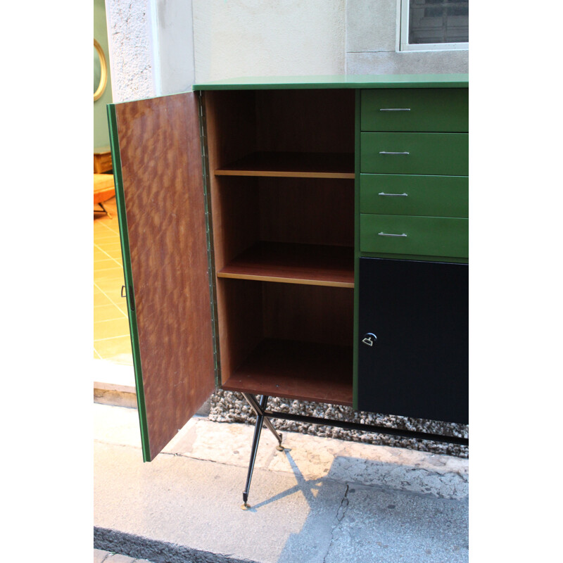 Green and black sideboard in metal