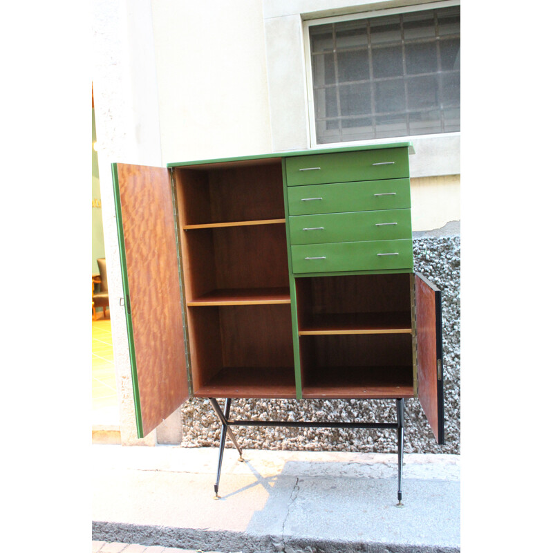 Green and black sideboard in metal