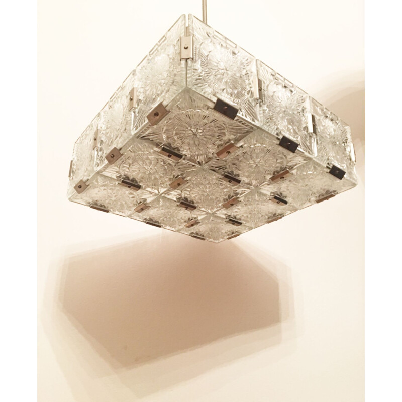 Vintage Cube chandelier by Kamenicky Senov, Czechoslovakia 1960