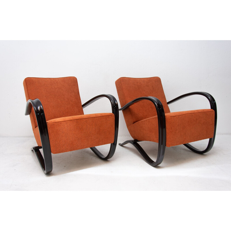 Paar Vintage Lounge Chairs H-269 by Jindřich Halabala for UP Zavody Brno, 1930s