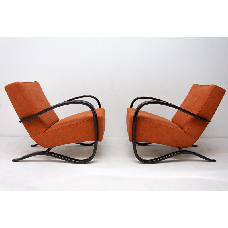 Pair of Vintage Lounge chairs H-269 by Jindřich Halabala for UP Zavody Brno, 1930s 