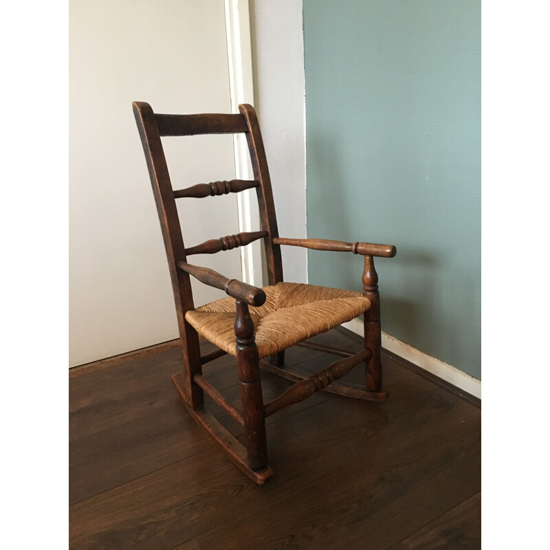 Vintage Rocking Chair in Oak for Children's 