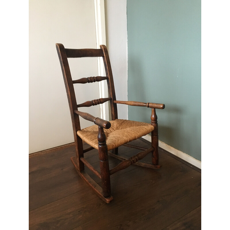 Vintage Rocking Chair in Oak for Children's 