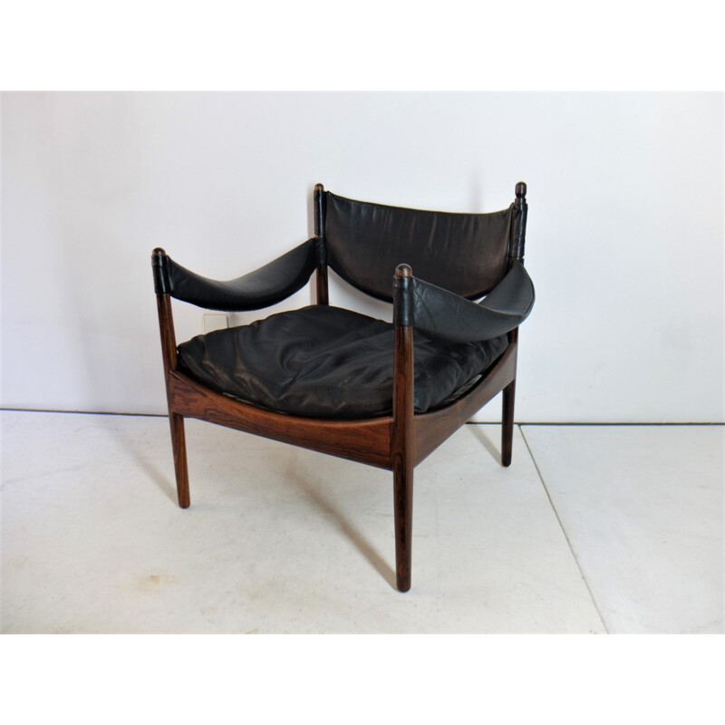 Vintage Amrchair Christian Solmer Vedel for Modus in rosewood and leather, 1960