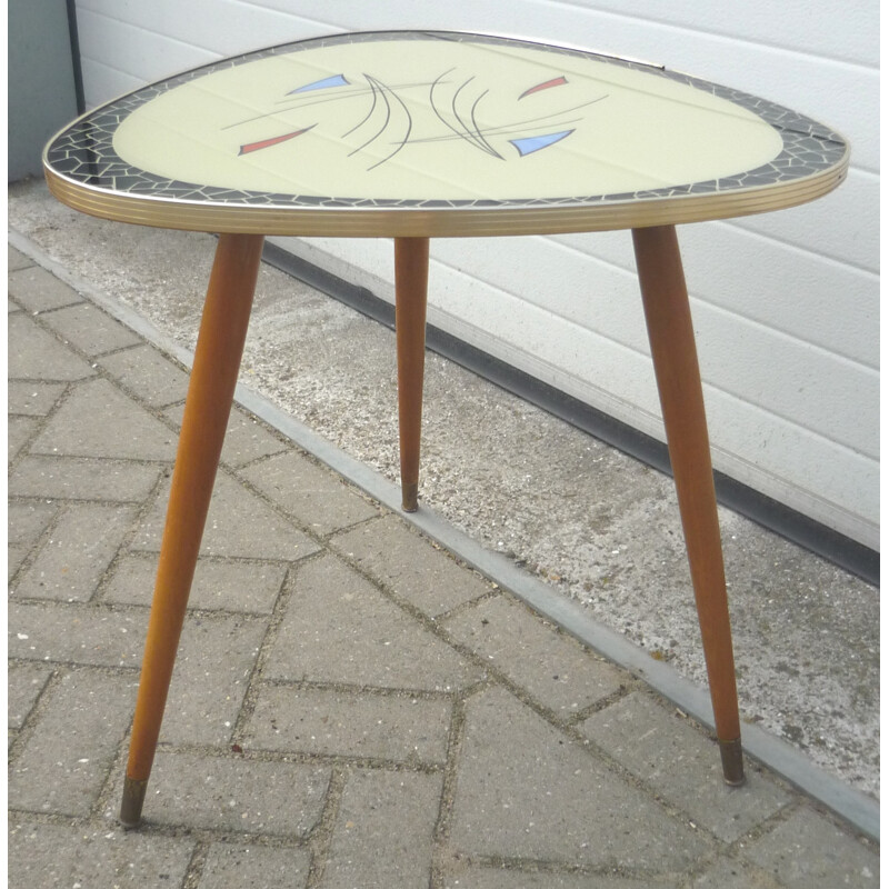 Mid century modern side table in wood and glass - 1950s