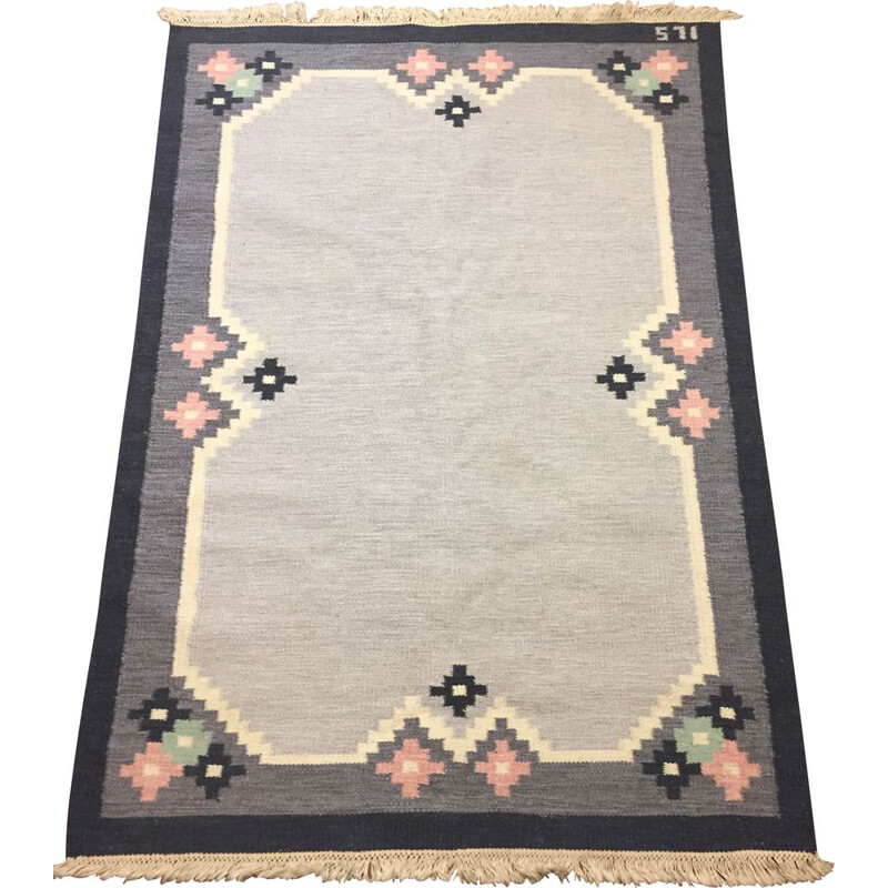 Vintage Swedish Rollakan woollen rug