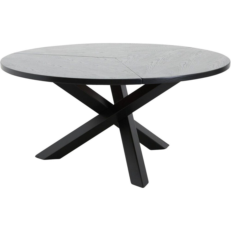 Vintage black lacquered round dining table by Martin Visser