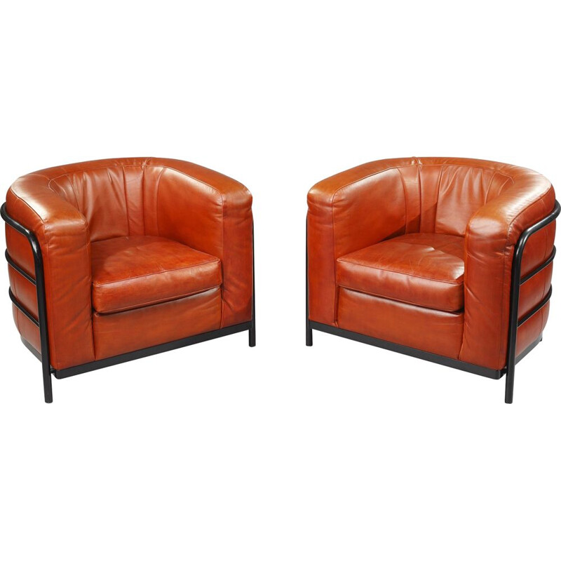 Pair of vintage Onda armchairs for Zanotta in leather 1980