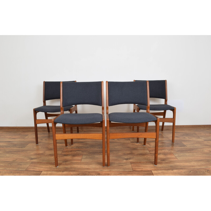 Ensemble de 4 chaises vintage danoises modèle 89 pour Anderstrup en teck et tissu