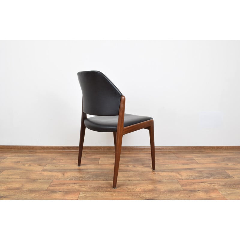 Vintage side chair for Wilkhahn in teak and black leather 1950