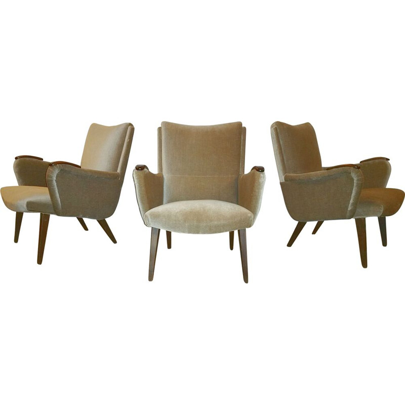 Vintage Deense fauteuil van Arno Votteler voor Knoll in beige fluweel 1950