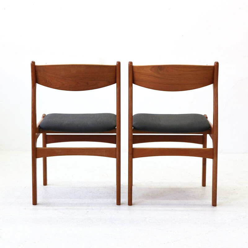 Set of 6 vintage chairs in teak and gray fabric 1960