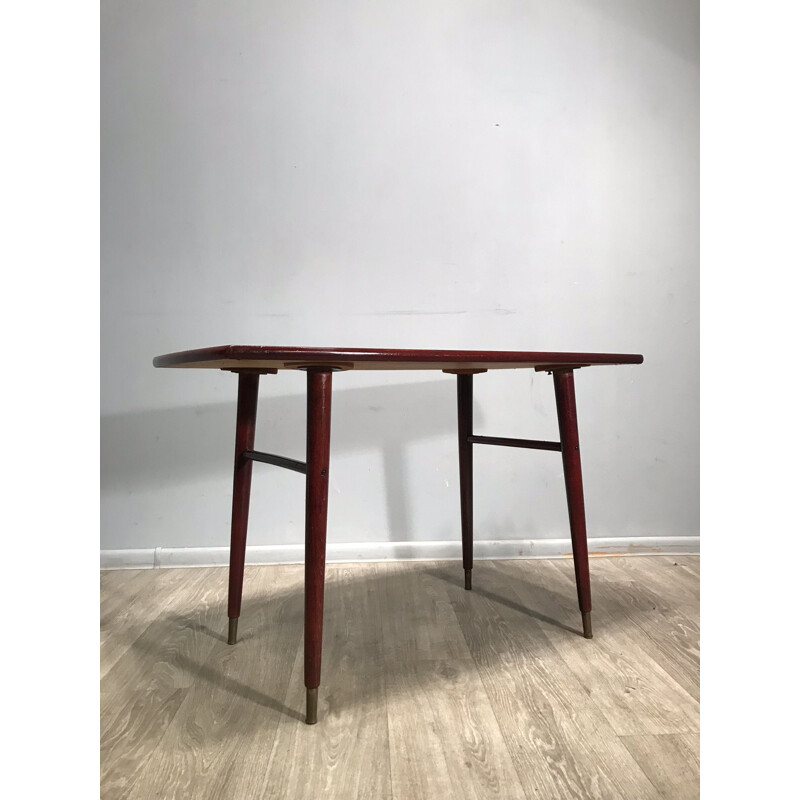 Vintage danish coffee table in wood and brass 1960