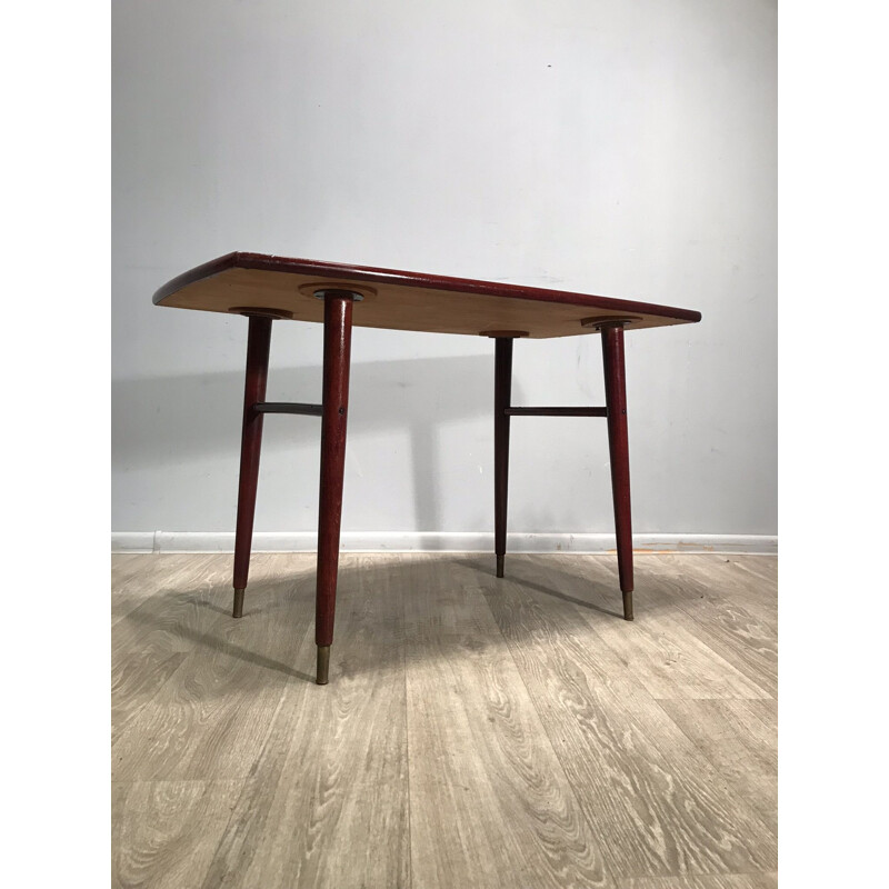 Vintage danish coffee table in wood and brass 1960