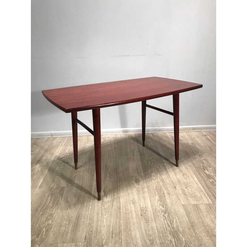 Vintage danish coffee table in wood and brass 1960