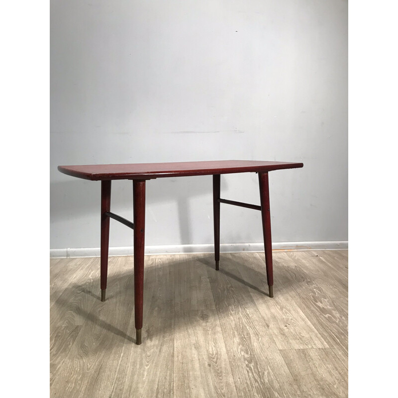 Vintage danish coffee table in wood and brass 1960