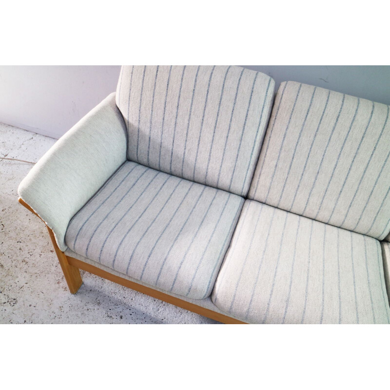 Vintage danish sofa in beechwood and beige wool 1970