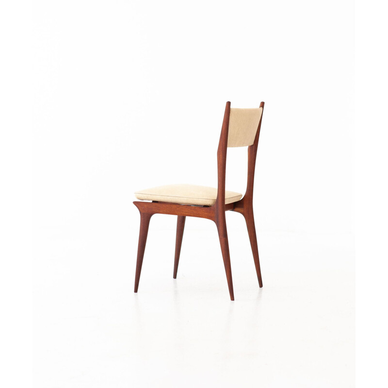 Set of 6 beige chairs in skai and mahogany