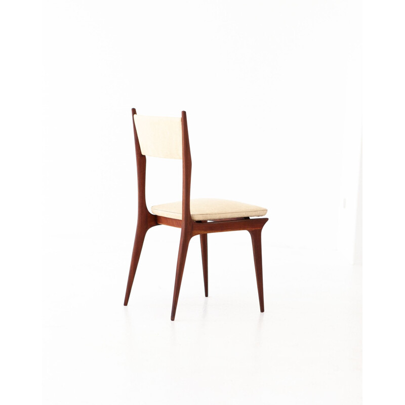 Set of 6 beige chairs in skai and mahogany