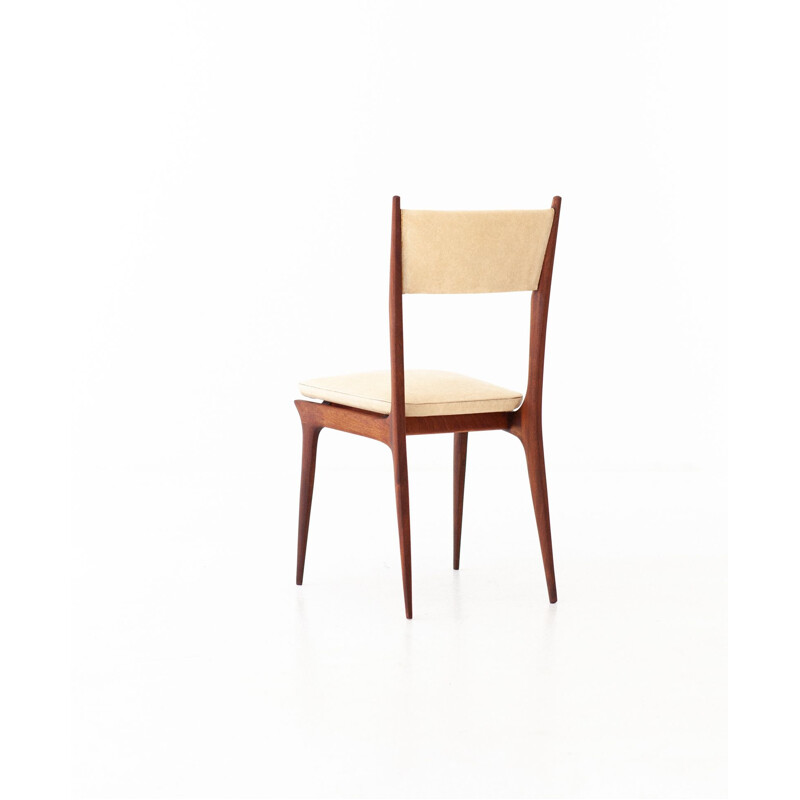 Set of 6 beige chairs in skai and mahogany