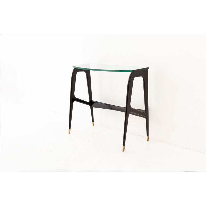Black Italian console in wood and glass
