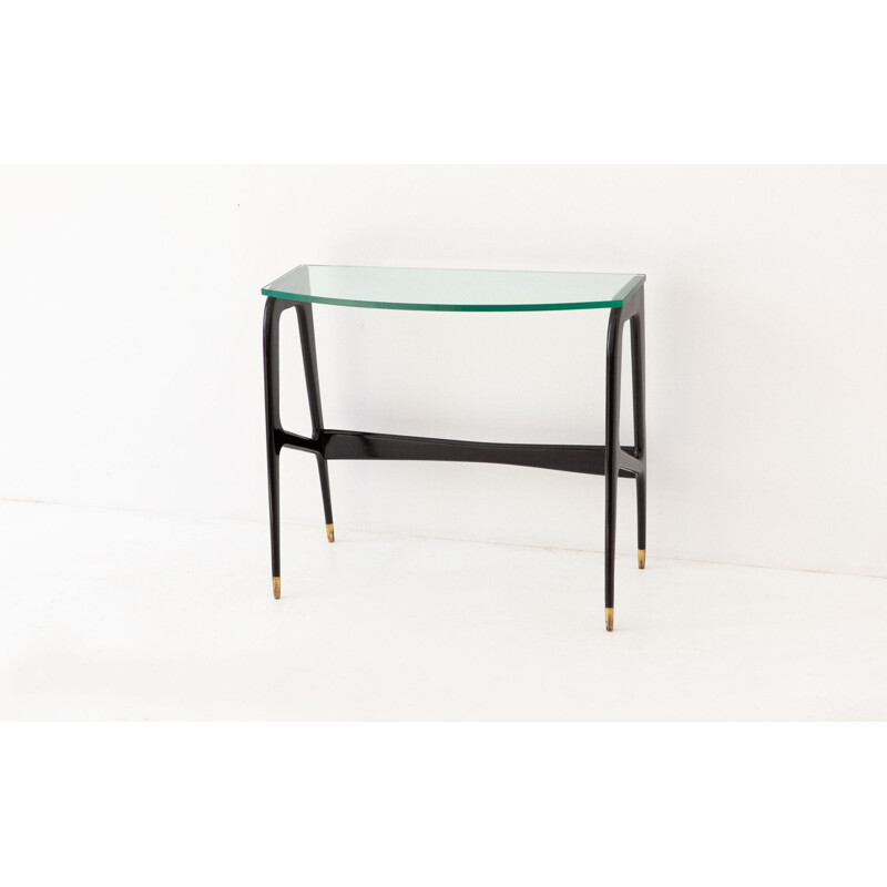 Black Italian console in wood and glass