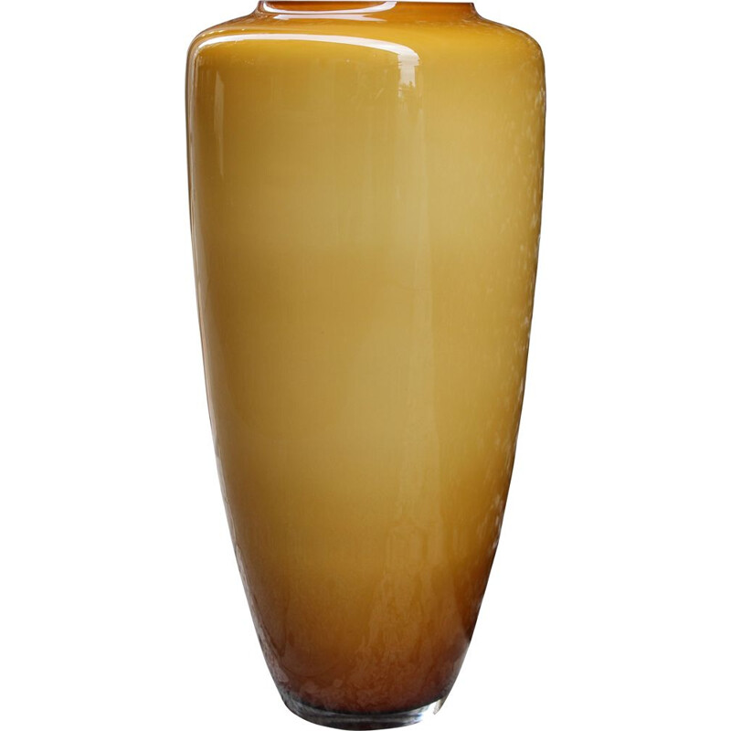 Vase italien vintage en verre de Murano jaune