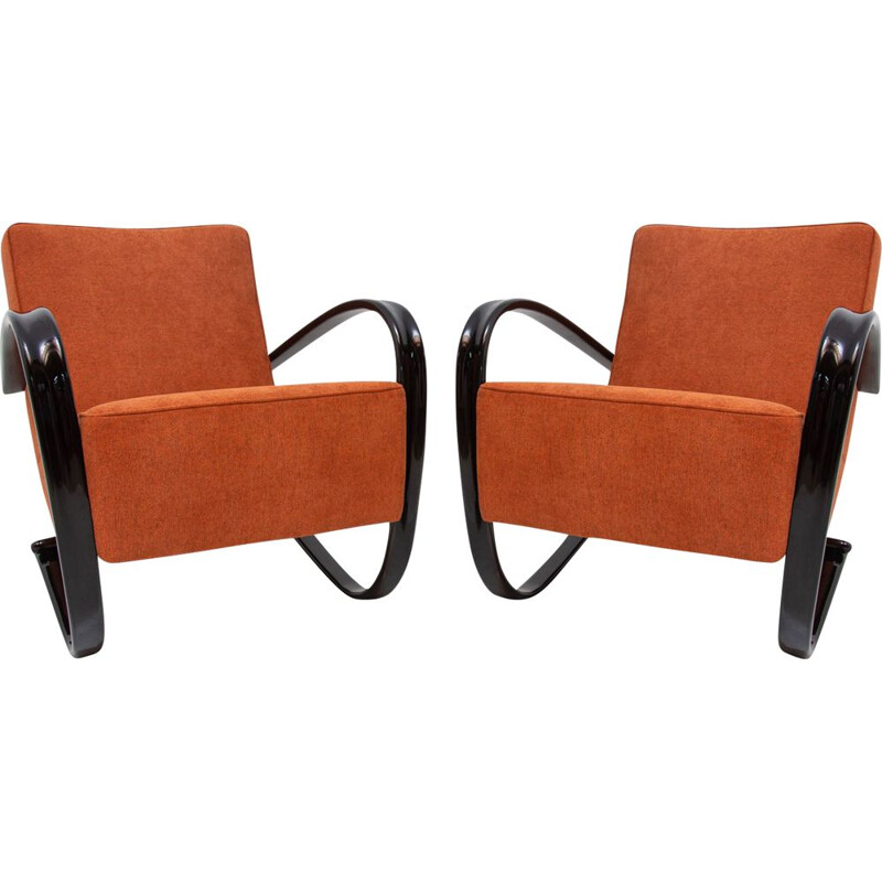 Pair of Vintage Lounge chairs H-269 by Jindřich Halabala for UP Zavody Brno, 1930s 