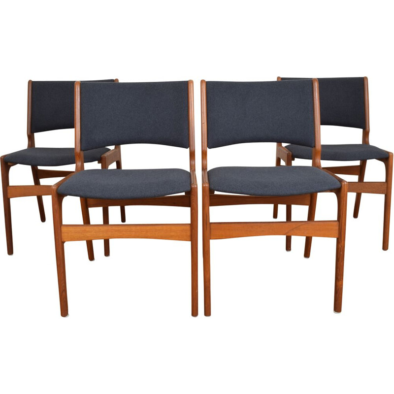 Set of 4 vintage danish chairs model 89 for Anderstrup in teak and fabric
