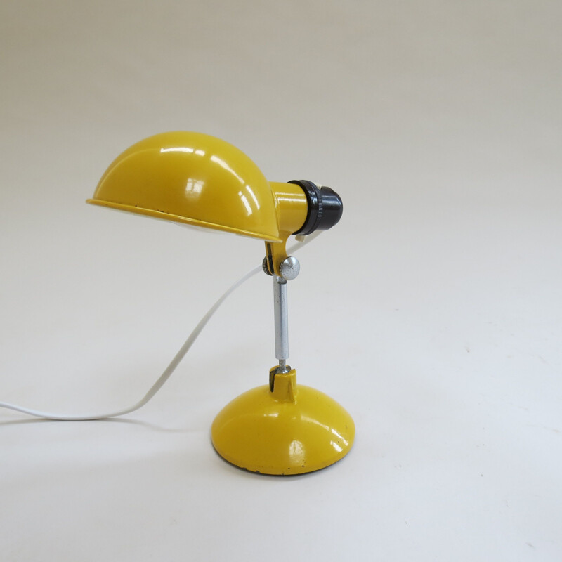 Vintage yellow metal desk travel lamp by Grail