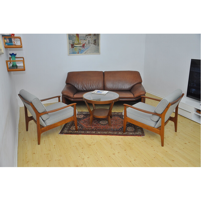 Vintage 3 seater leather sofa by Laauser