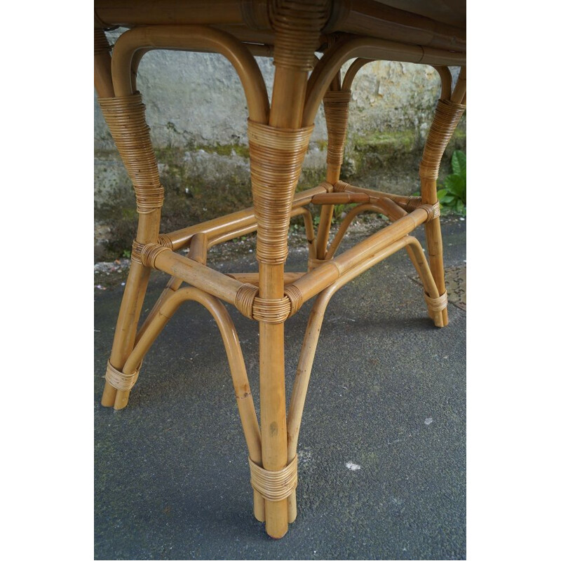 Vintage rattan 1970 bistro table