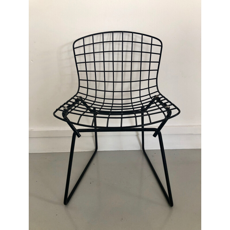 Vintage black kid's chair by Harry Bertoia for Knoll