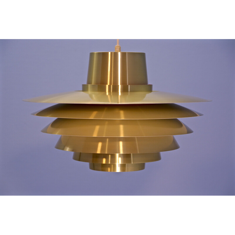 Vintage hanging lamp Verona XL in brass by Svend Middelboe for Nordisk Solar, Danish 1960s