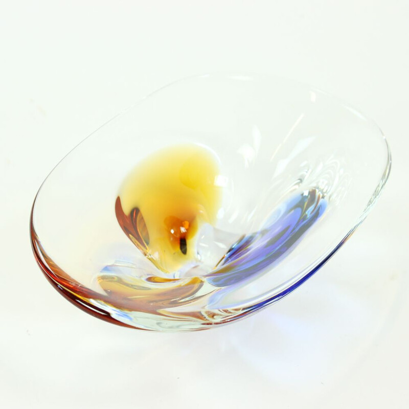 Vintage metal glass bowl by Frantisek Zemek, 1960