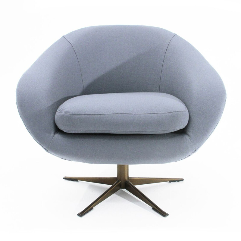 Vintage metal swivel armchair with grey polystyrene shell by Ceriotti of Milan, 1960