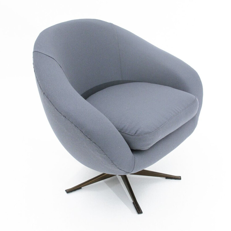 Vintage metal swivel armchair with grey polystyrene shell by Ceriotti of Milan, 1960