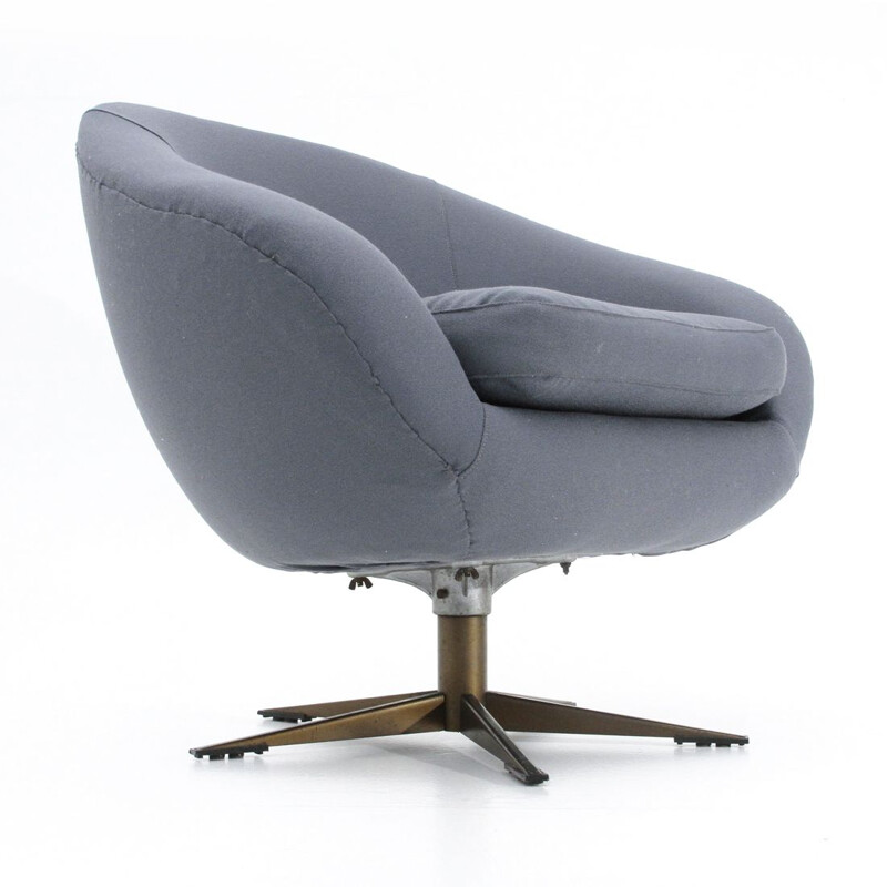 Fauteuil Vintage métal pivotante coque en polystyrène garnie gris par Ceriotti de Milan, 1960