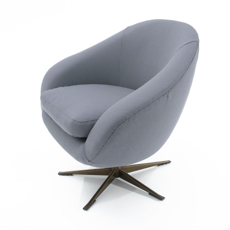 Vintage metal swivel armchair with grey polystyrene shell by Ceriotti of Milan, 1960