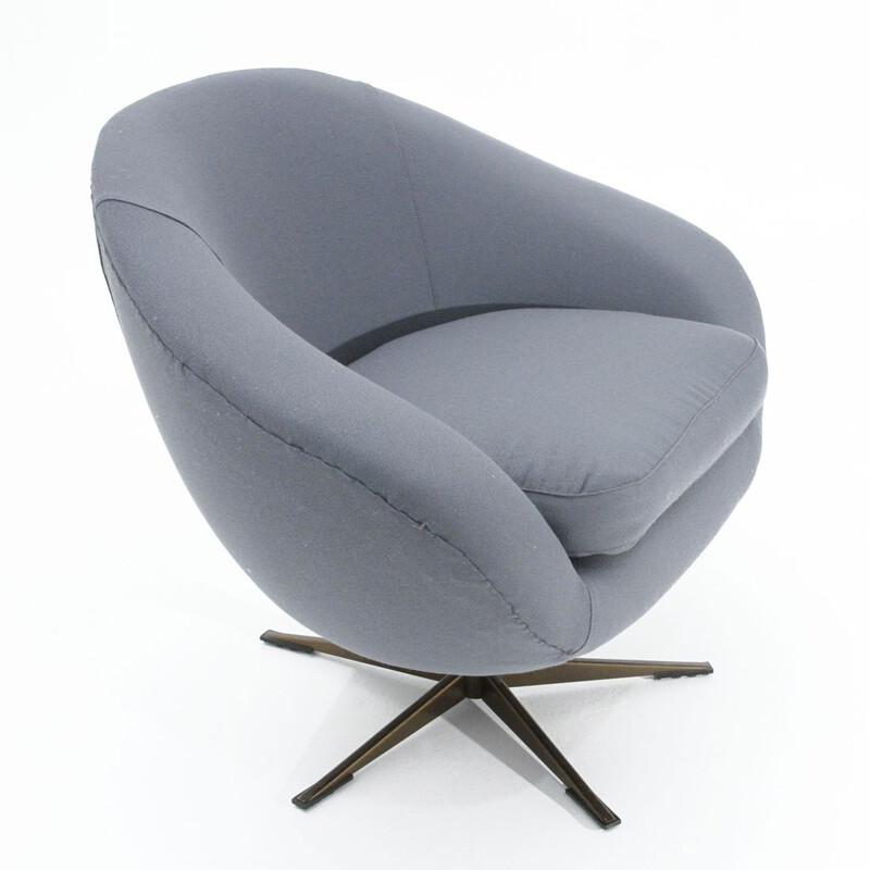 Vintage metal swivel armchair with grey polystyrene shell by Ceriotti of Milan, 1960
