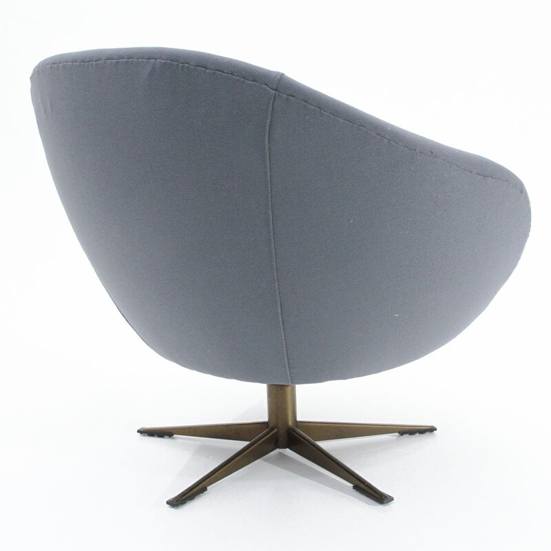 Vintage metal swivel armchair with grey polystyrene shell by Ceriotti of Milan, 1960