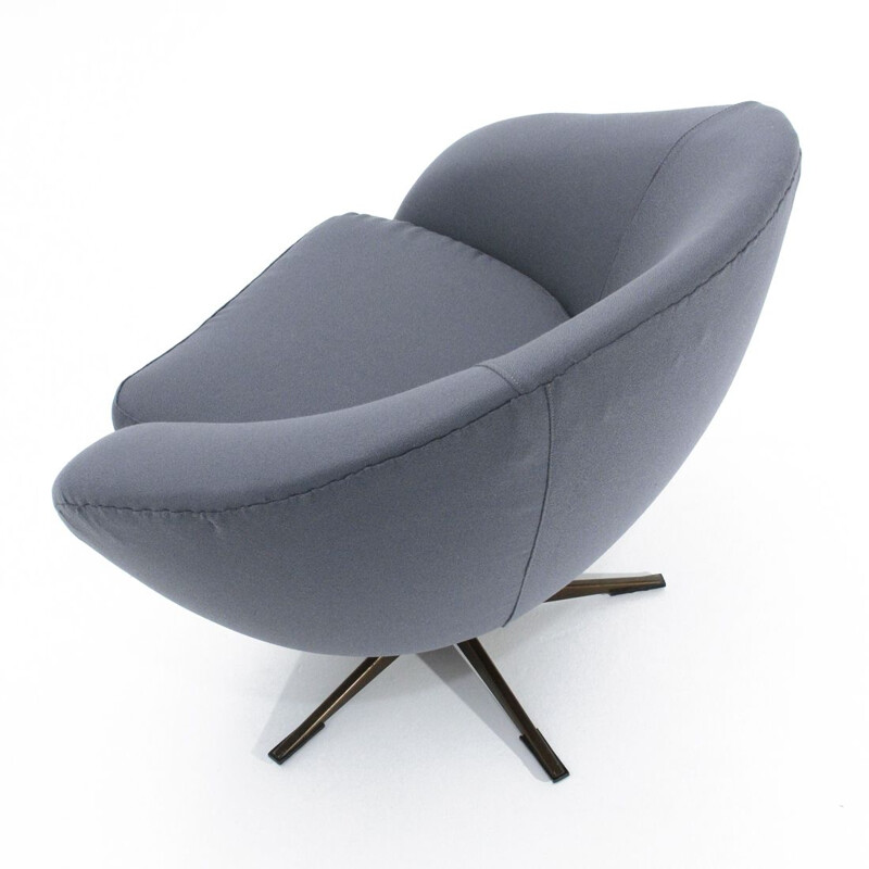 Vintage metal swivel armchair with grey polystyrene shell by Ceriotti of Milan, 1960