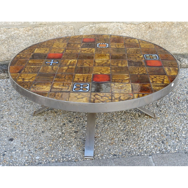 Metal and ceramic coffee table, 1970