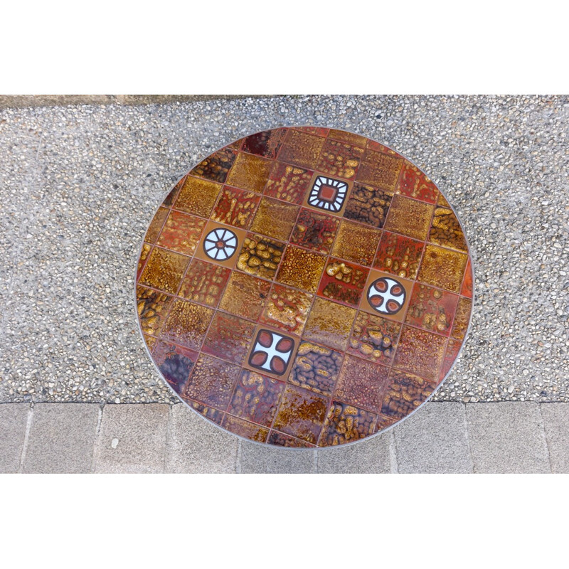 Vintage metal and ceramic coffee table, 1970