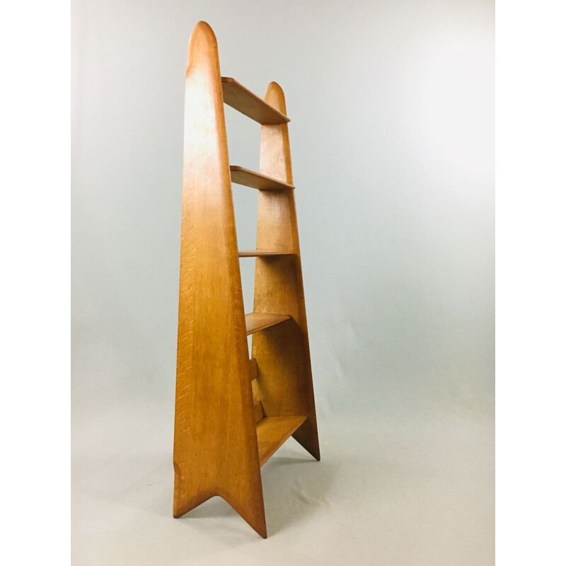 Vintage bookcase in Oak by Pierre Cruège, Formes edition, France 1950