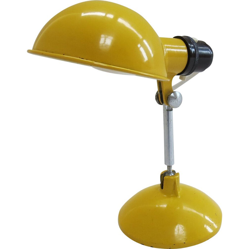 Lampe vintage de bureau métallique jaune par Grail