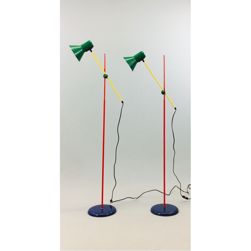 Pair of vintage floor lamps Veneta Lumi 2300 T, Italy 80s 