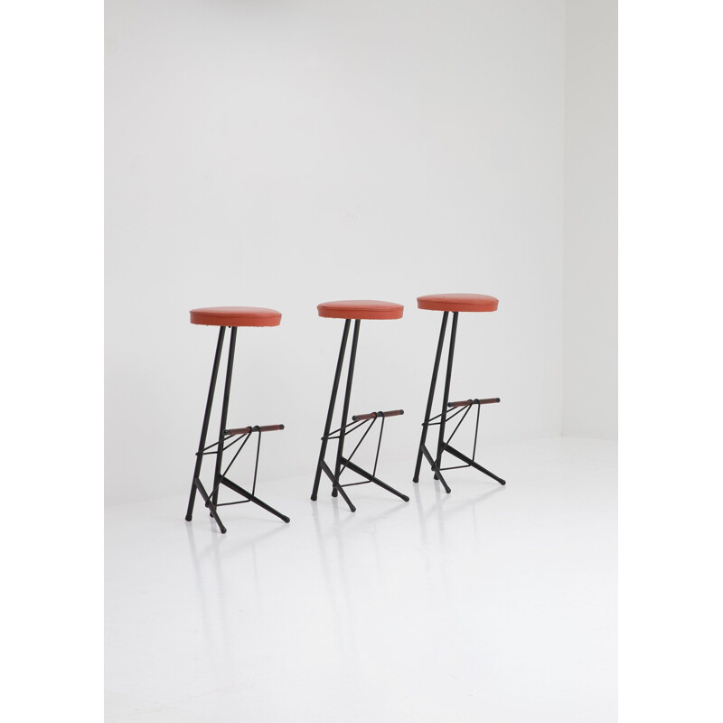 Vintage Bar Stools Willy Van Der Meeren by Tubax Belgium 1950s